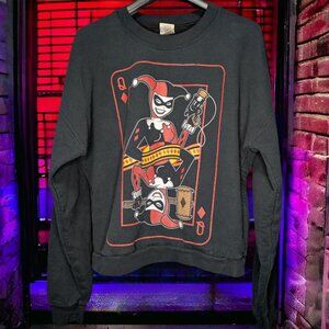 Harley Quinn Batman Animated Series Queen Of Diamonds Crewneck Gildan Tag